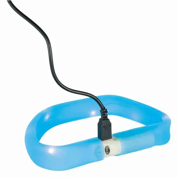 TRIXIE Svietiaci kruh USB L-XL, 70 cm / 30 mm - silikóm / modrá