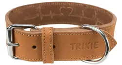 TRIXIE Rustic fatleather collar Heartbeat,M 38-47 cm/40 mm, hnedý